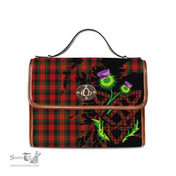 ScotsTee Shop Scottish Sturrock Clan Tartan Canvas Bag Celtic Knot and Thistle with Scotland Map Bag