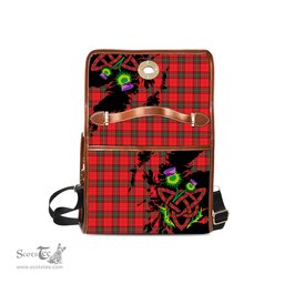 ScotsTee Shop Scottish Seton Modern Clan Tartan Canvas Bag Celtic Knot and Thistle with Scotland Map Bag