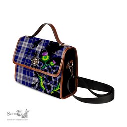 ScotsTee Shop Scottish Presley Clan Tartan Canvas Bag Celtic Knot and Thistle with Scotland Map Bag