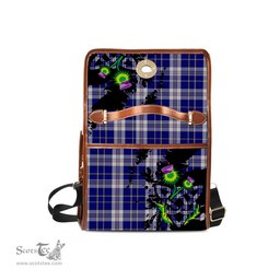 ScotsTee Shop Scottish Presley Clan Tartan Canvas Bag Celtic Knot and Thistle with Scotland Map Bag
