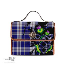 ScotsTee Shop Scottish Presley Clan Tartan Canvas Bag Celtic Knot and Thistle with Scotland Map Bag