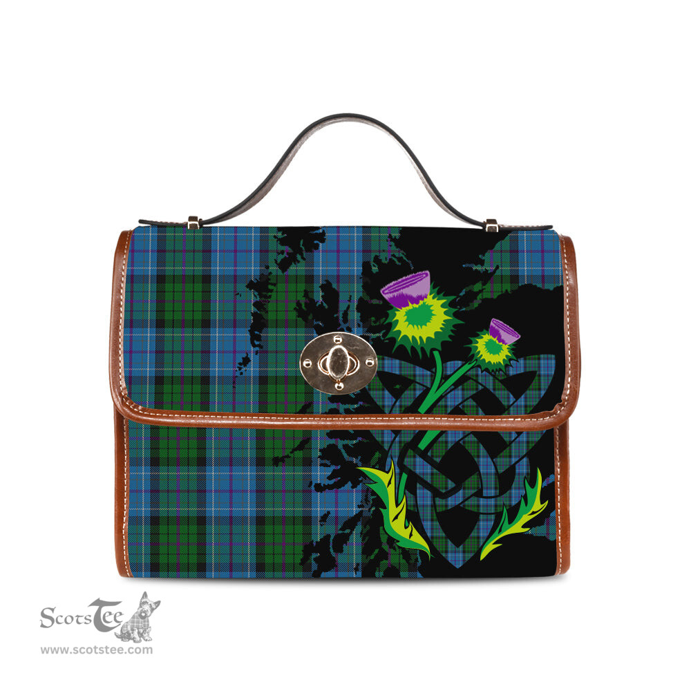 ScotsTee Shop Scottish Smithers Clan Tartan Canvas Bag Celtic Knot and Thistle with Scotland Map Bag
