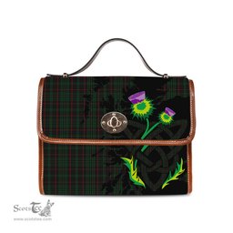 ScotsTee Shop Scottish Renwick Clan Tartan Canvas Bag Celtic Knot and Thistle with Scotland Map Bag