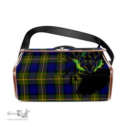 ScotsTee Shop Scottish Moore Clan Tartan Canvas Bag Celtic Knot and Thistle with Scotland Map Bag