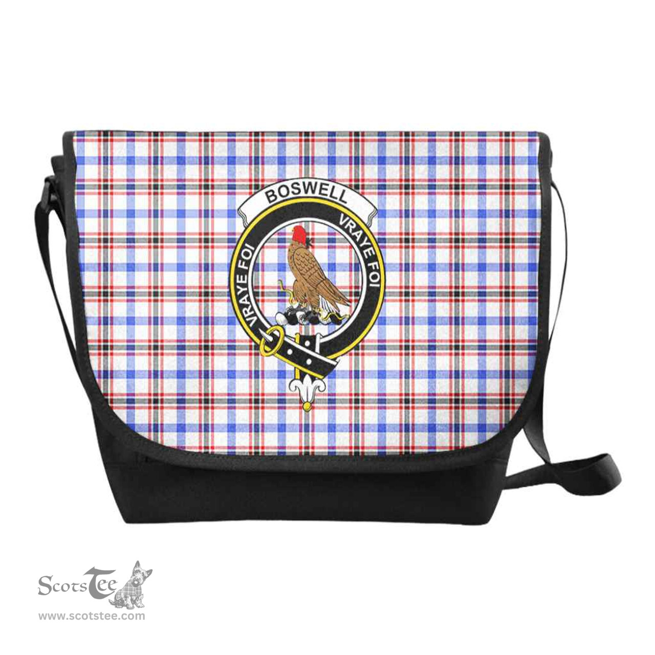 ScotsTee Shop Scottish Boswell Clan Crest Tartan Messenger Bag Plaid Shoulder Bag