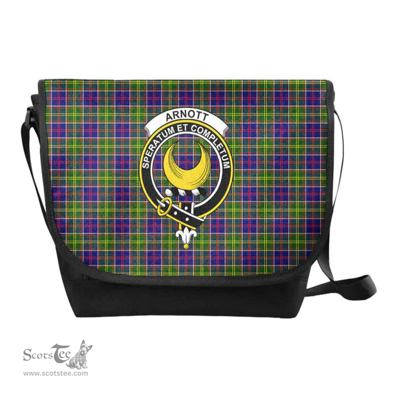 ScotsTee Shop Scottish Arnott Clan Crest Tartan Messenger Bag Plaid Shoulder Bag
