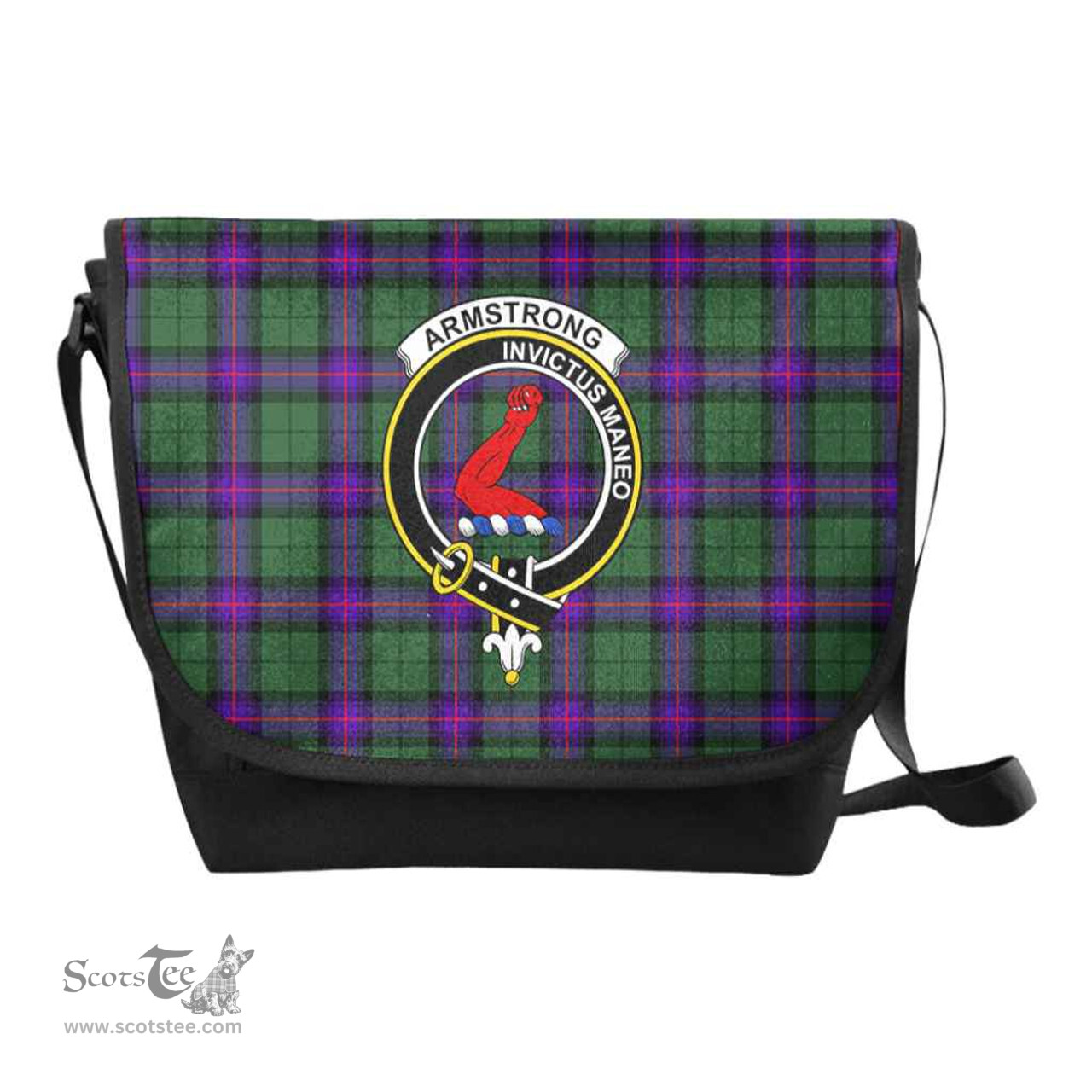 ScotsTee Shop Scottish Armstrong Clan Crest Tartan Messenger Bag Plaid Shoulder Bag