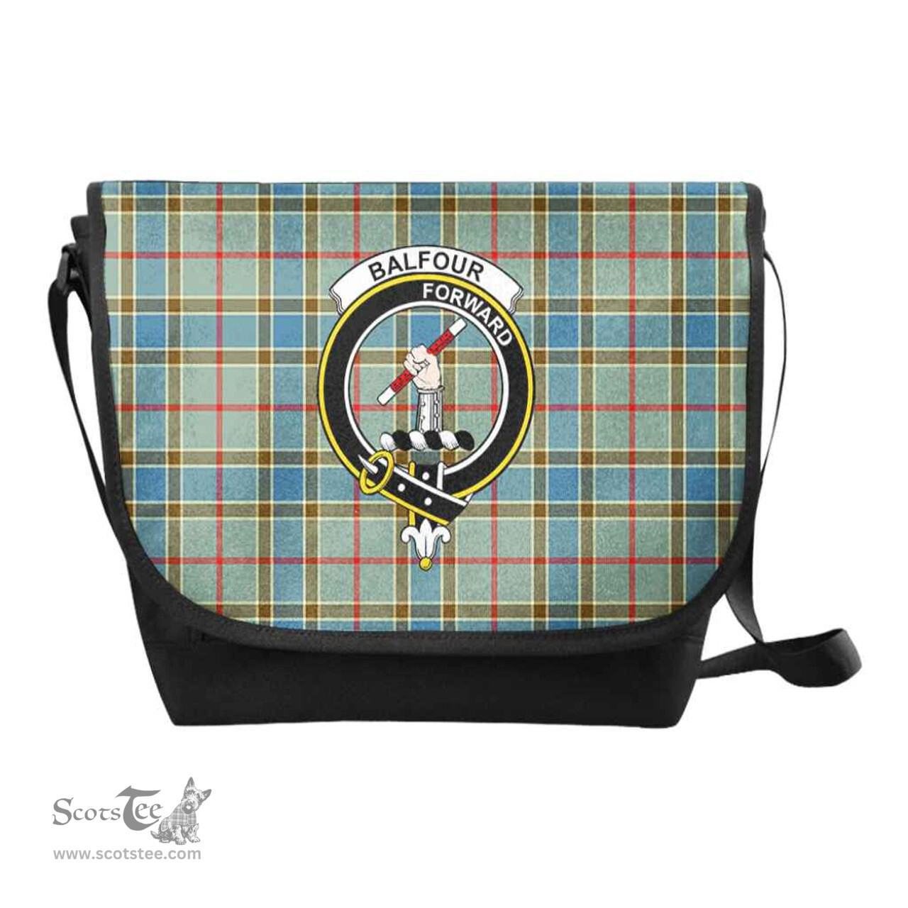 ScotsTee Shop Scottish Balfour Clan Crest Tartan Messenger Bag Plaid Shoulder Bag