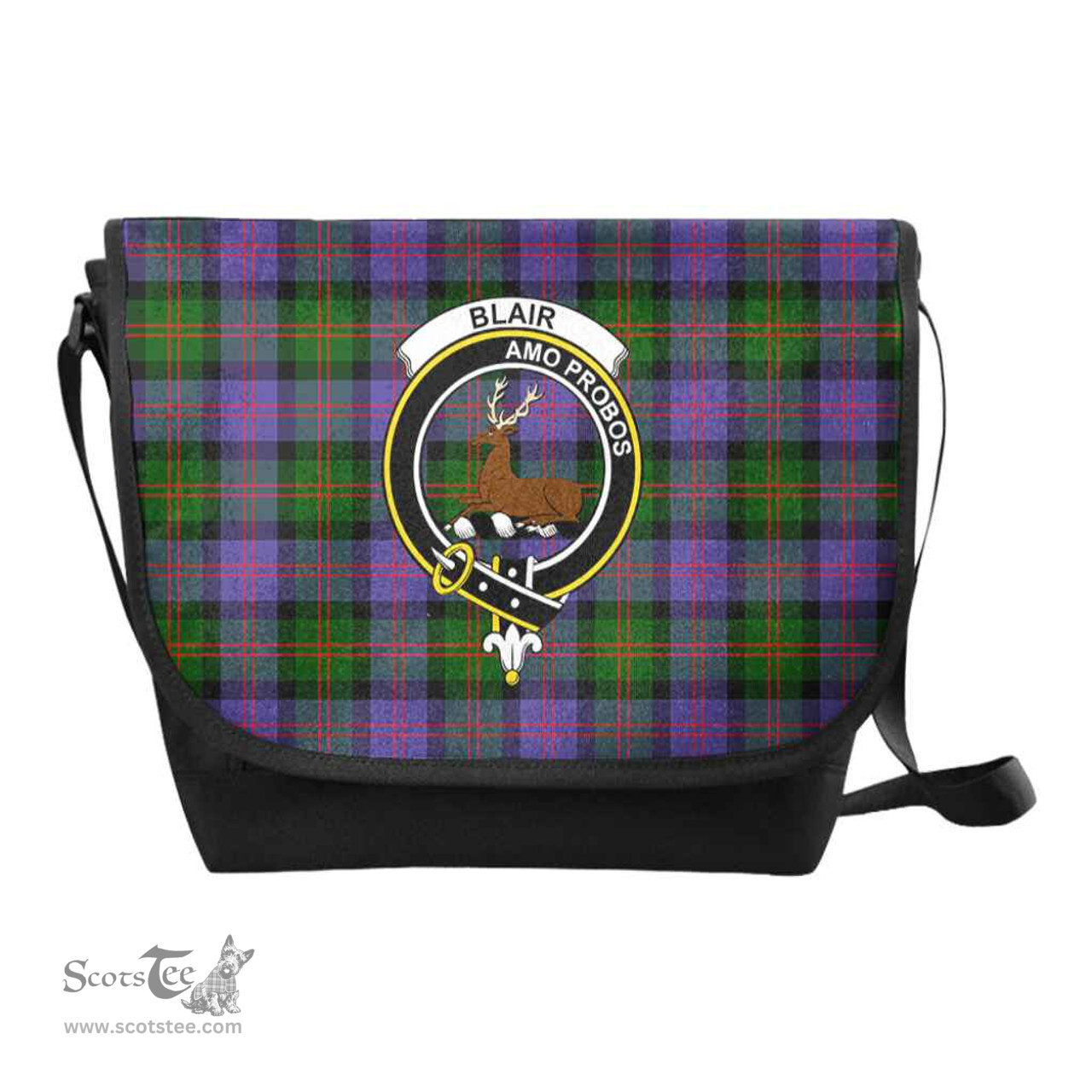 ScotsTee Shop Scottish Blair Clan Crest Tartan Messenger Bag Plaid Shoulder Bag