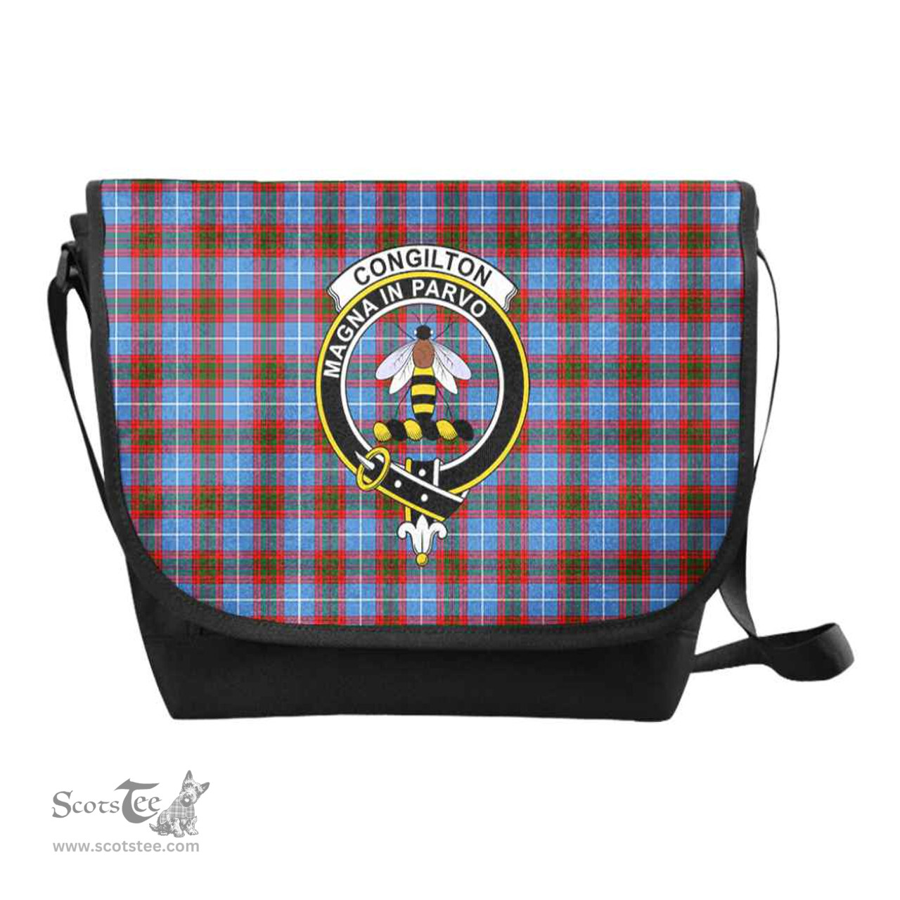 ScotsTee Shop Scottish Congilton Clan Crest Tartan Messenger Bag Plaid Shoulder Bag