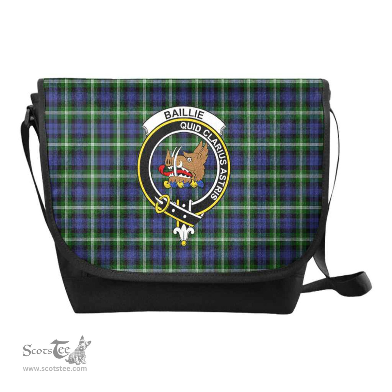 ScotsTee Shop Scottish Baillie Clan Crest Tartan Messenger Bag Plaid Shoulder Bag