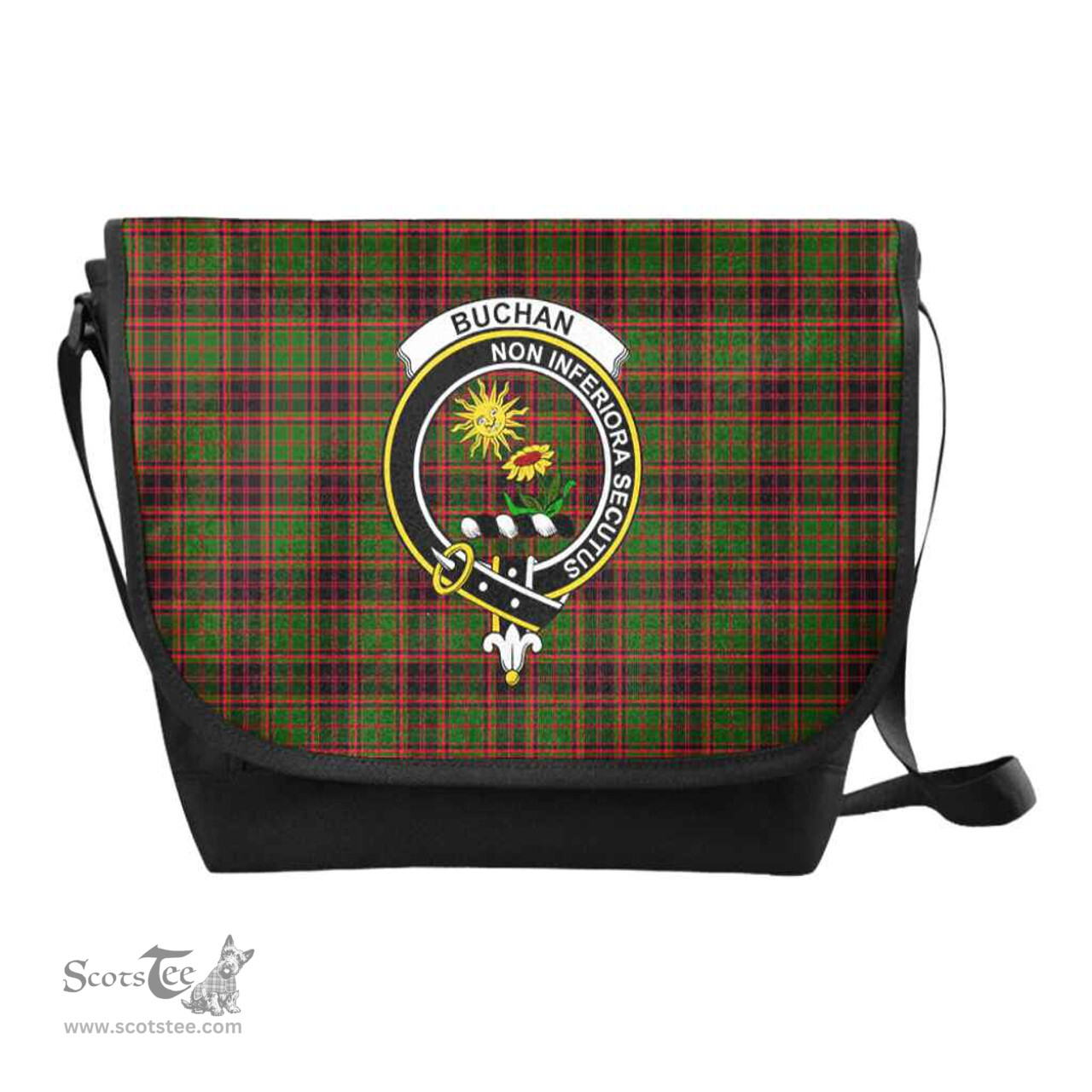 ScotsTee Shop Scottish Buchan Clan Crest Tartan Messenger Bag Plaid Shoulder Bag