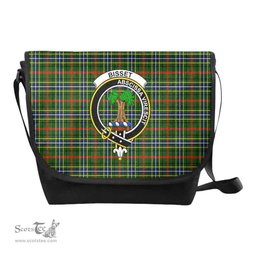 ScotsTee Shop Scottish Bisset Clan Crest Tartan Messenger Bag Plaid Shoulder Bag