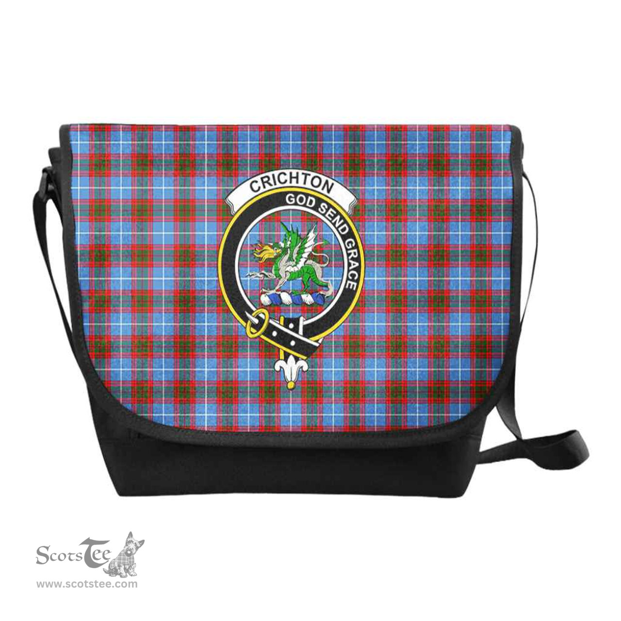 ScotsTee Shop Scottish Crichton Clan Crest Tartan Messenger Bag Plaid Shoulder Bag