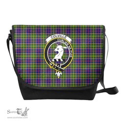 ScotsTee Shop Scottish Colville Clan Crest Tartan Messenger Bag Plaid Shoulder Bag