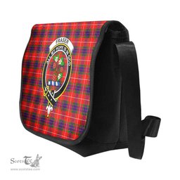 ScotsTee Shop Scottish Fraser Clan Crest Tartan Messenger Bag Plaid Shoulder Bag
