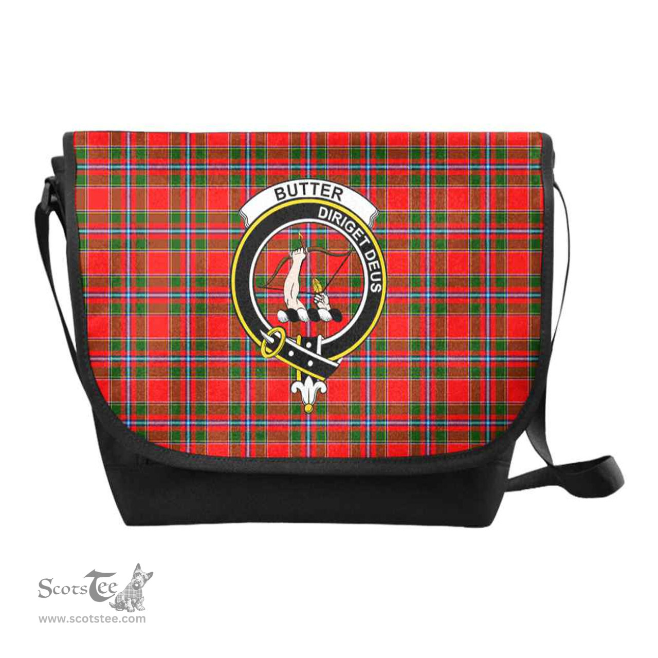 ScotsTee Shop Scottish Butter Clan Crest Tartan Messenger Bag Plaid Shoulder Bag