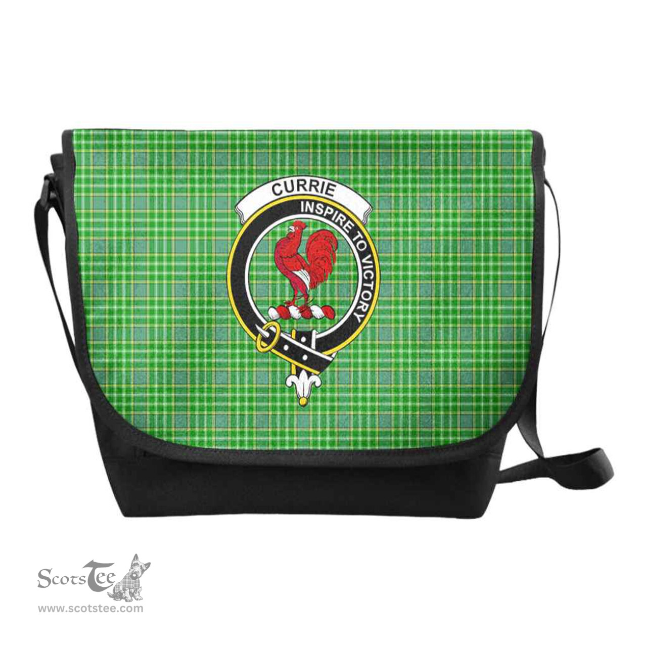 ScotsTee Shop Scottish Currie Clan Crest Tartan Messenger Bag Plaid Shoulder Bag
