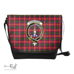 ScotsTee Shop Scottish Charteris (Earl of Wemyss) Clan Crest Tartan Messenger Bag Plaid Shoulder Bag