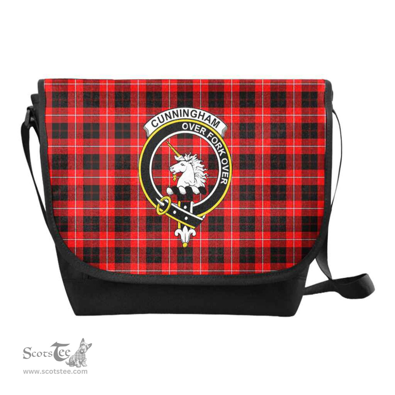 ScotsTee Shop Scottish Cunningham Clan Crest Tartan Messenger Bag Plaid Shoulder Bag
