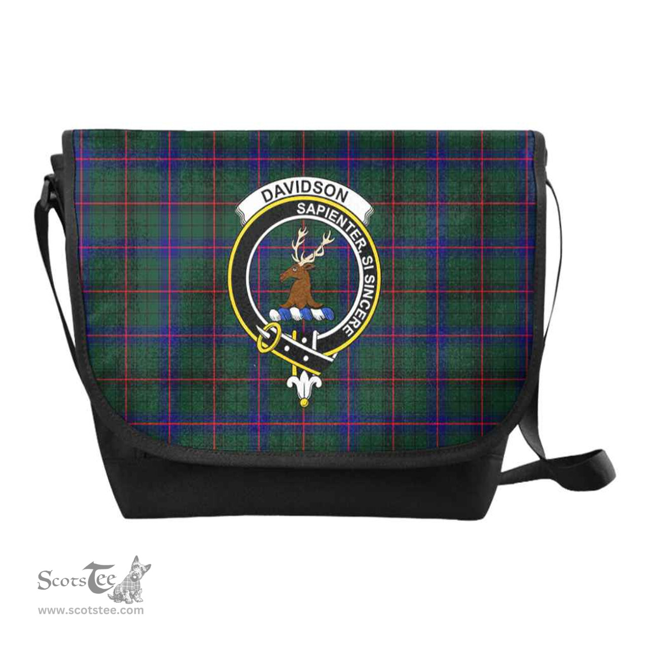 ScotsTee Shop Scottish Davidson Clan Crest Tartan Messenger Bag Plaid Shoulder Bag