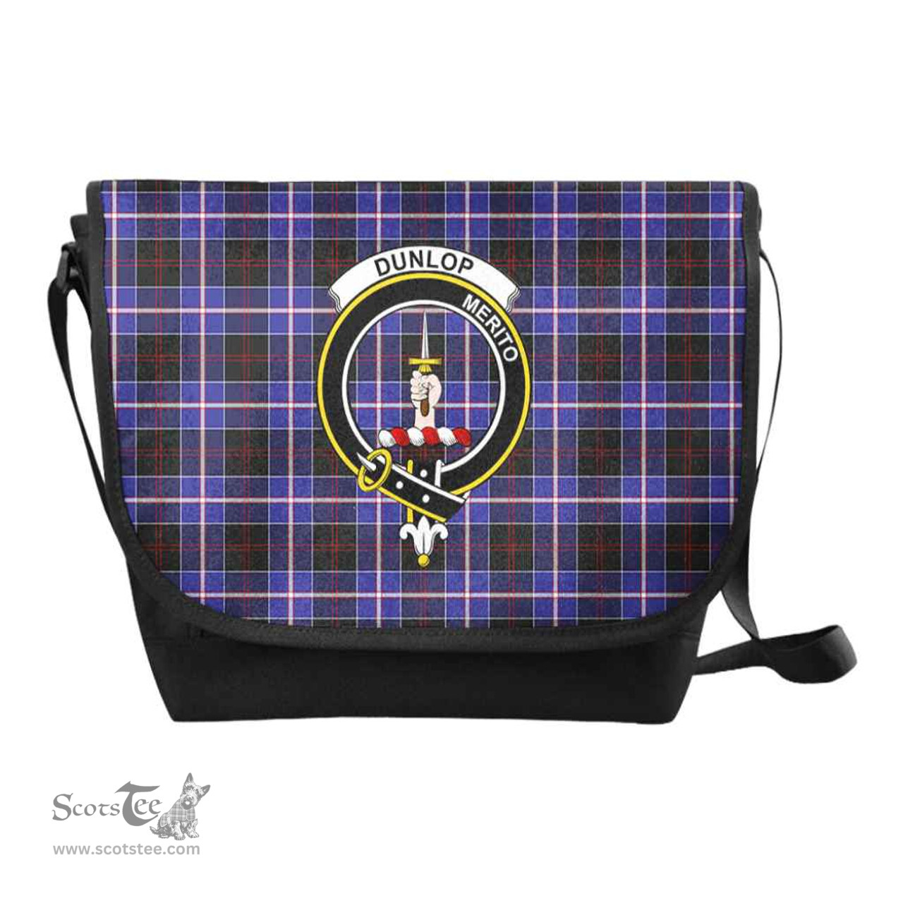 ScotsTee Shop Scottish Dunlop Clan Crest Tartan Messenger Bag Plaid Shoulder Bag