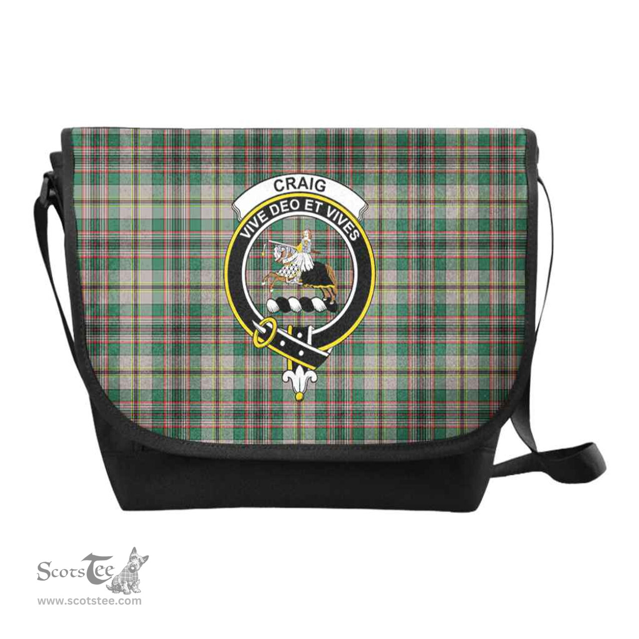 ScotsTee Shop Scottish Craig Clan Crest Tartan Messenger Bag Plaid Shoulder Bag