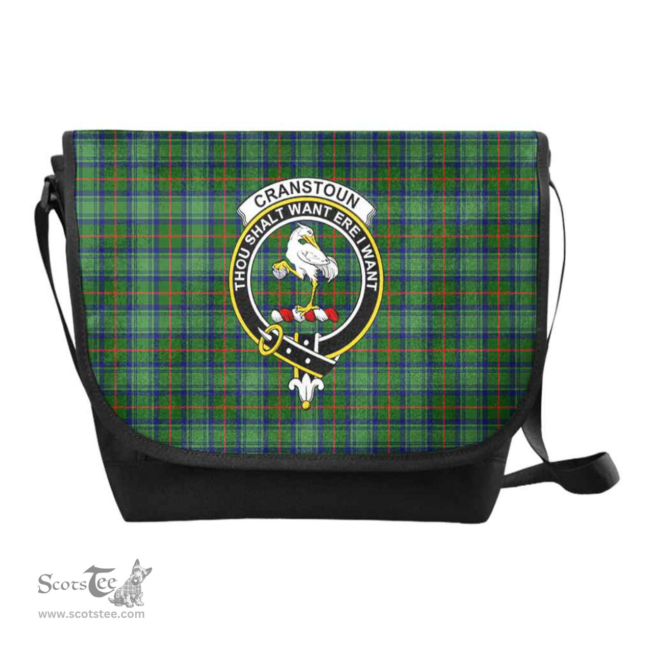 ScotsTee Shop Scottish Cranstoun Clan Crest Tartan Messenger Bag Plaid Shoulder Bag