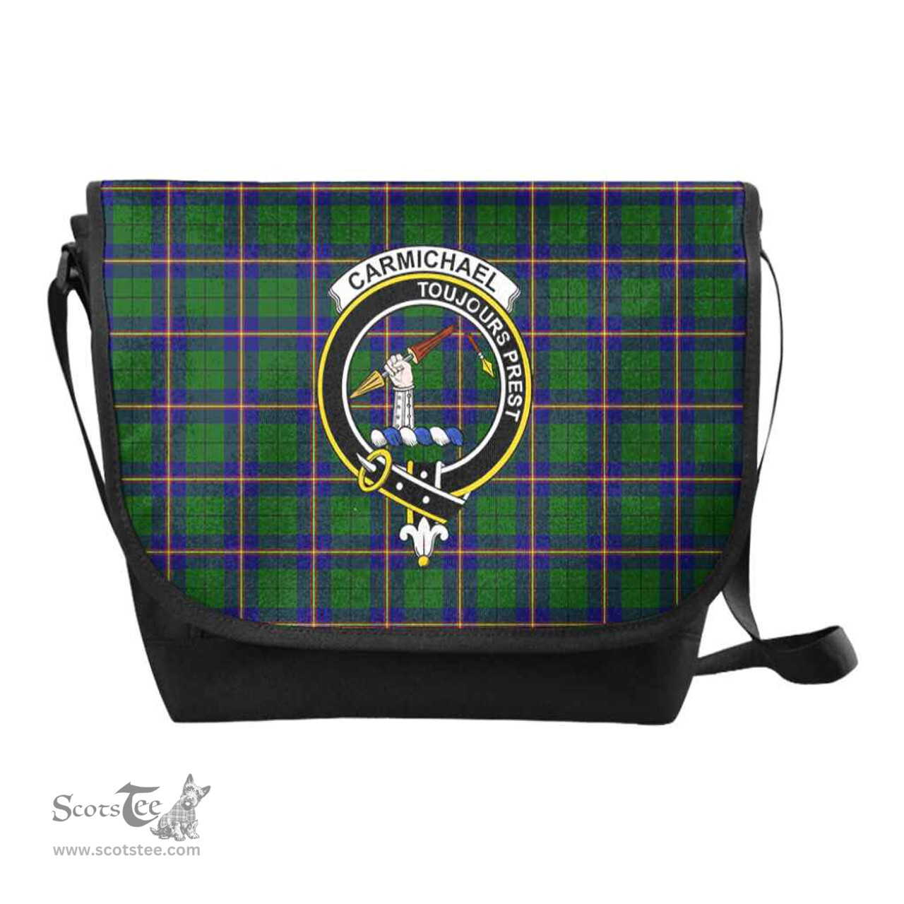 ScotsTee Shop Scottish Carmichael Clan Crest Tartan Messenger Bag Plaid Shoulder Bag