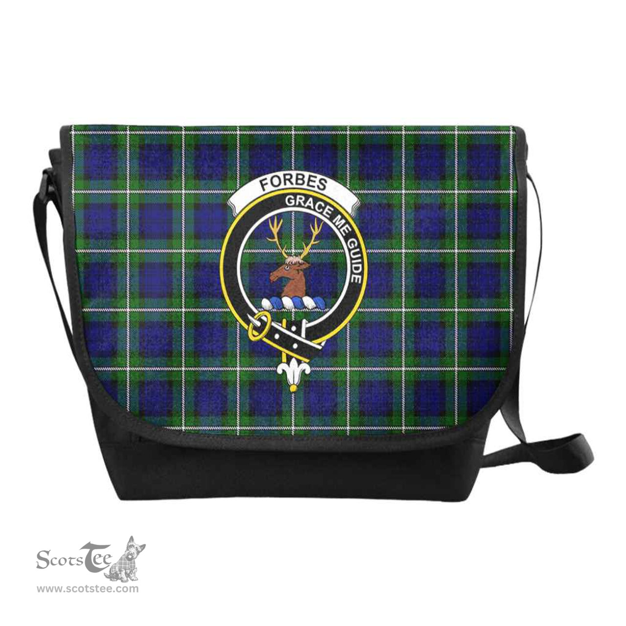 ScotsTee Shop Scottish Forbes Clan Crest Tartan Messenger Bag Plaid Shoulder Bag