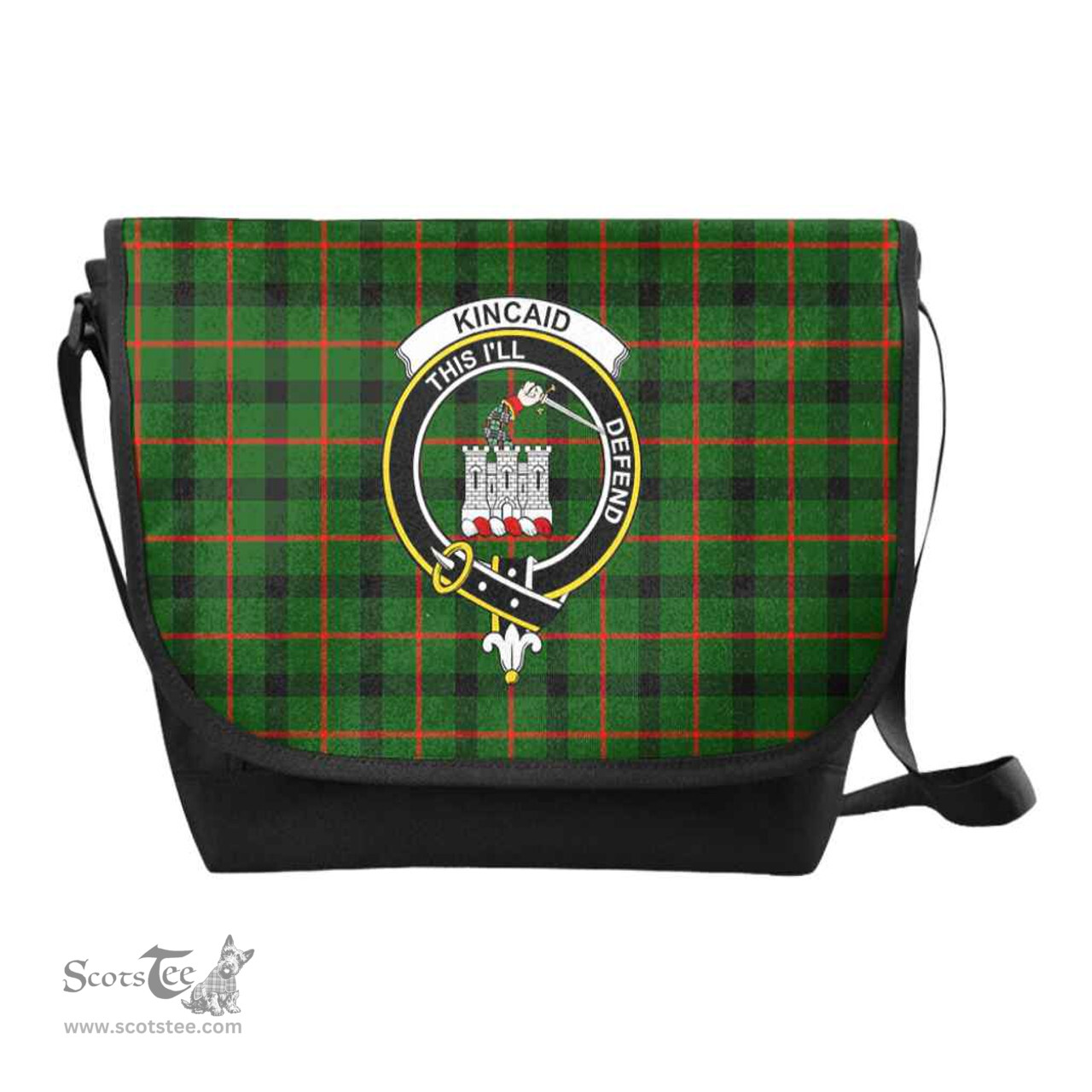 ScotsTee Shop Scottish Kincaid Clan Crest Tartan Messenger Bag Plaid Shoulder Bag