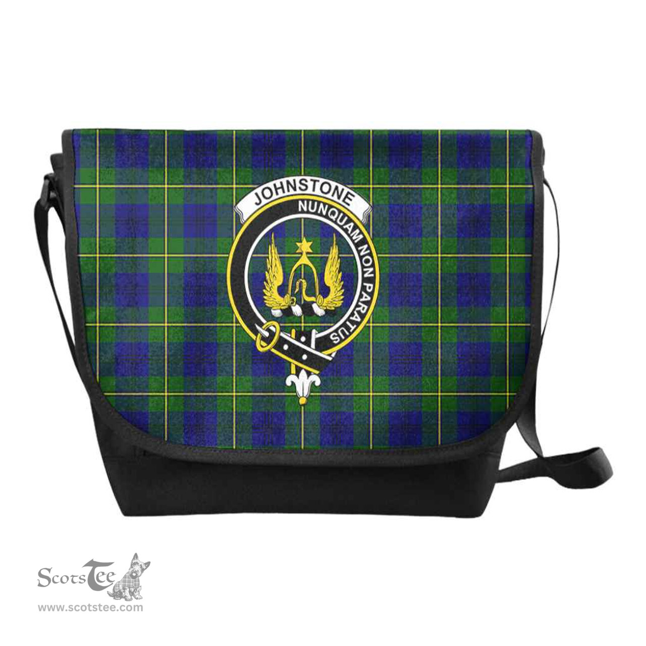 ScotsTee Shop Scottish Johnston Clan Crest Tartan Messenger Bag Plaid Shoulder Bag