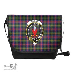 ScotsTee Shop Scottish Logan Clan Crest Tartan Messenger Bag Plaid Shoulder Bag