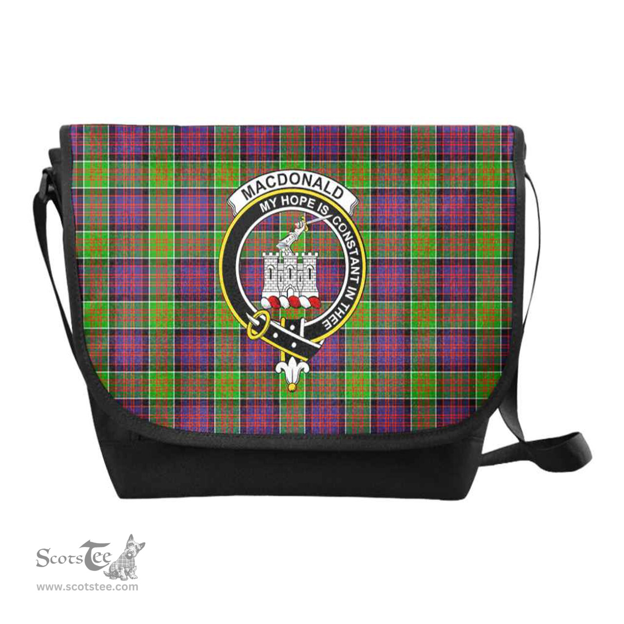 ScotsTee Shop Scottish MacDonald (Clan Ranald) Clan Crest Tartan Messenger Bag Plaid Shoulder Bag