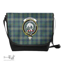 ScotsTee Shop Scottish Kennedy Clan Crest Tartan Messenger Bag Plaid Shoulder Bag