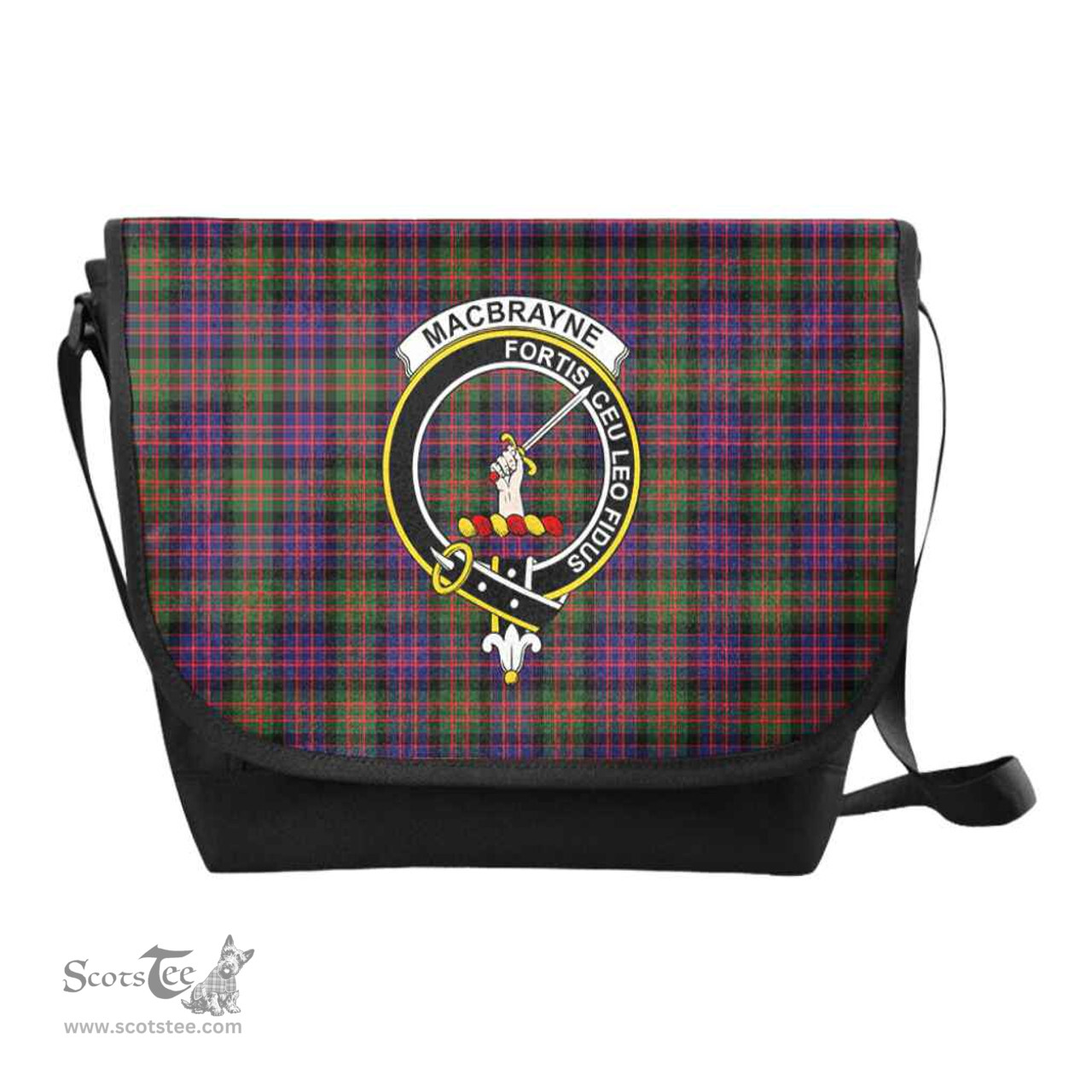 ScotsTee Shop Scottish MacBrayne Clan Crest Tartan Messenger Bag Plaid Shoulder Bag