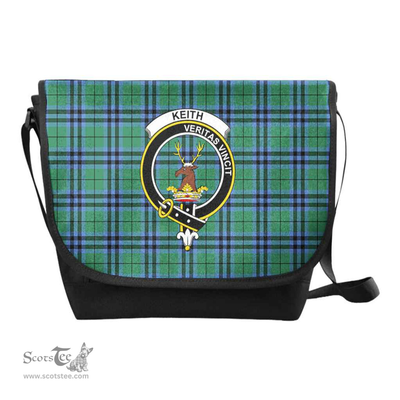 ScotsTee Shop Scottish Keith Clan Crest Tartan Messenger Bag Plaid Shoulder Bag