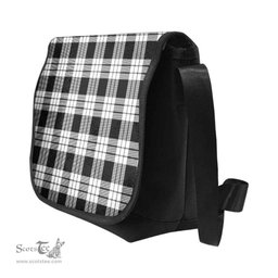 ScotsTee Shop Scottish MacFarlane Black & White Clan Tartan Messenger Bag Plaid Shoulder Bag
