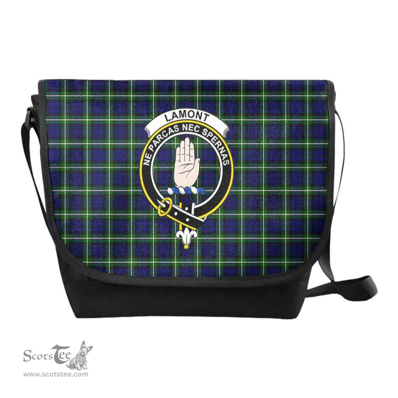 ScotsTee Shop Scottish Lamont Clan Crest Tartan Messenger Bag Plaid Shoulder Bag