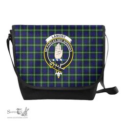 ScotsTee Shop Scottish Lamont Clan Crest Tartan Messenger Bag Plaid Shoulder Bag