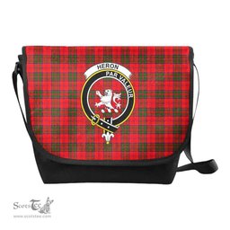 ScotsTee Shop Scottish Heron Clan Crest Tartan Messenger Bag Plaid Shoulder Bag