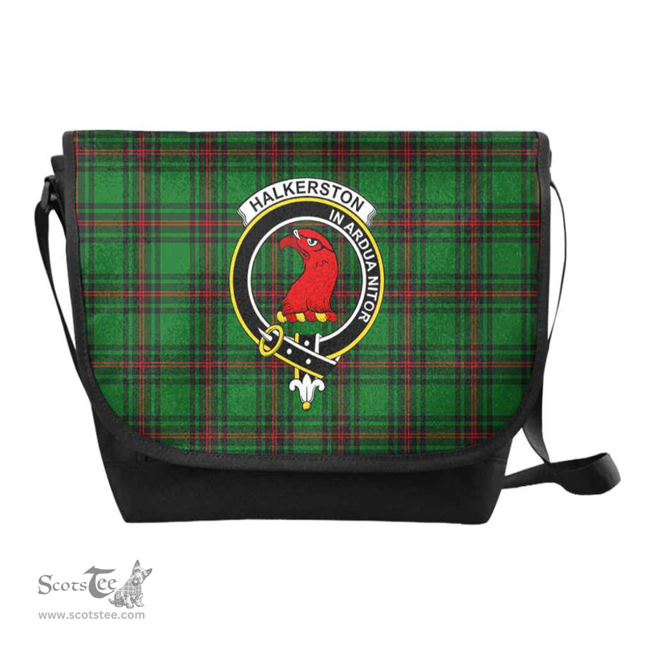 ScotsTee Shop Scottish Halkerston Clan Crest Tartan Messenger Bag Plaid Shoulder Bag