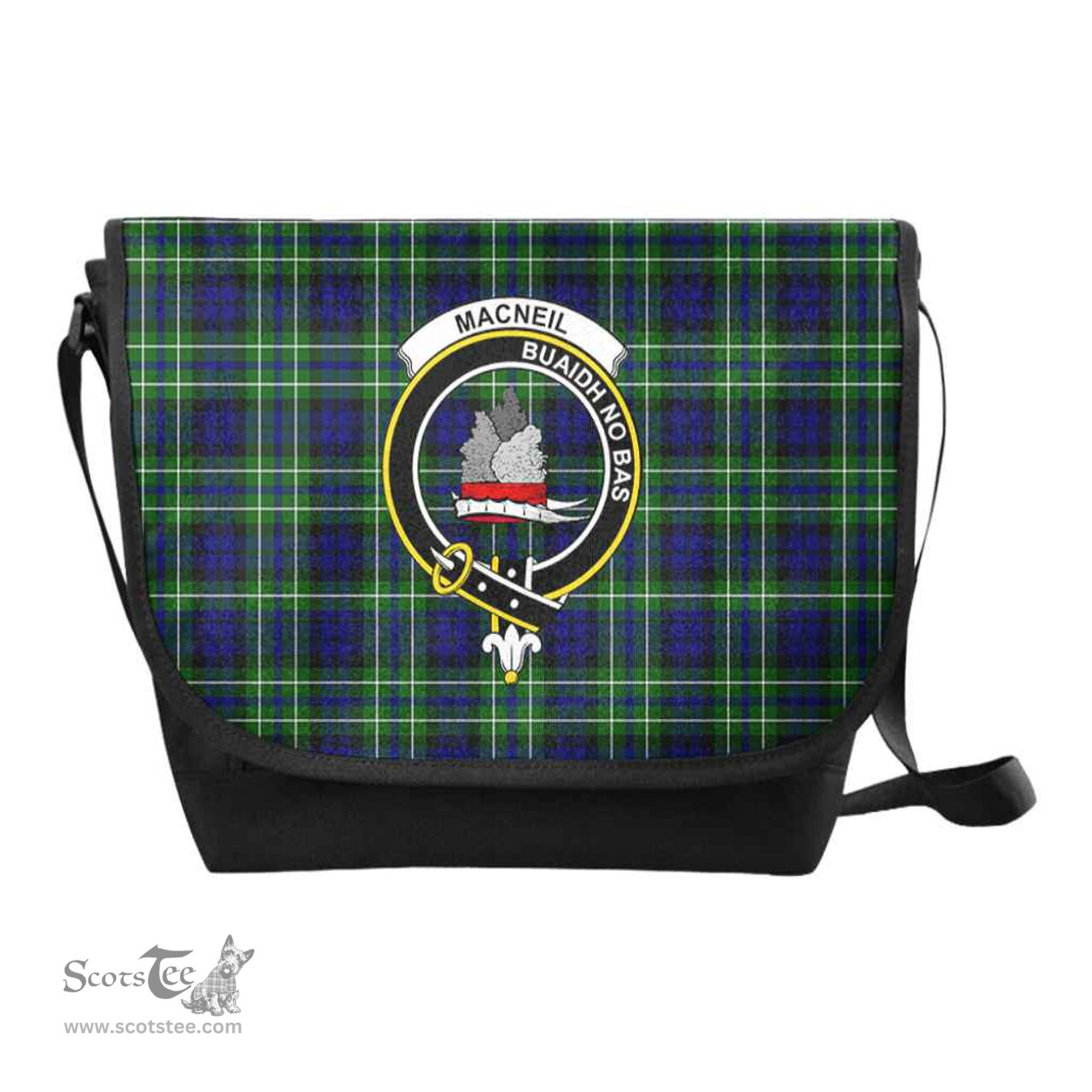 ScotsTee Shop Scottish MacNeil of Colonsay Clan Crest Tartan Messenger Bag Plaid Shoulder Bag
