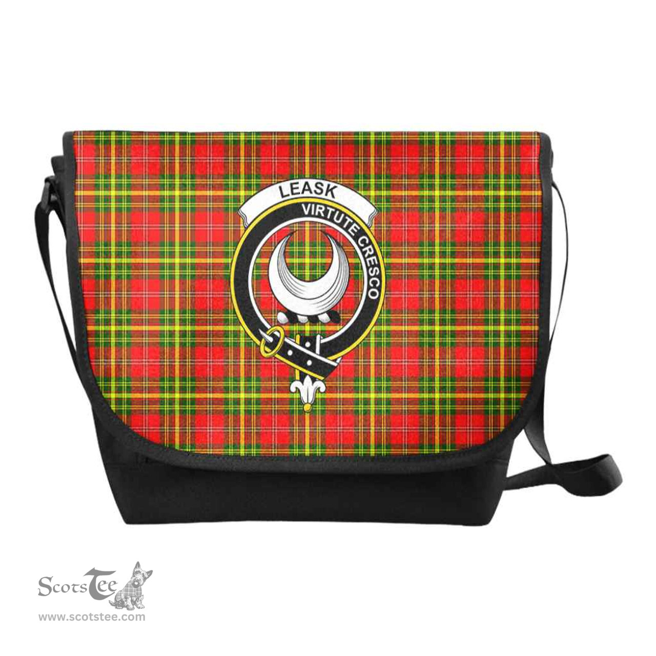 ScotsTee Shop Scottish Leask Clan Crest Tartan Messenger Bag Plaid Shoulder Bag