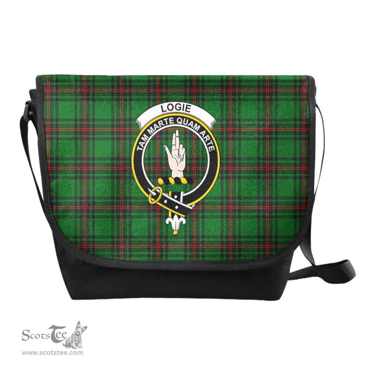 ScotsTee Shop Scottish Logie Clan Crest Tartan Messenger Bag Plaid Shoulder Bag