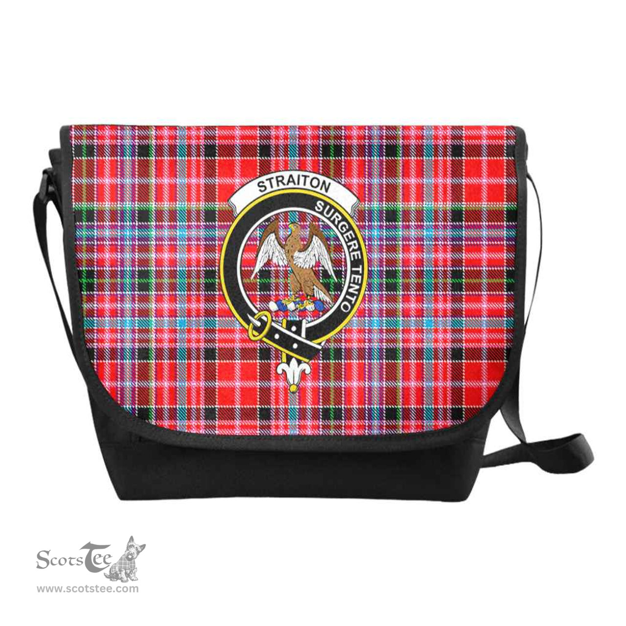 ScotsTee Shop Scottish Straiton Clan Crest Tartan Messenger Bag Plaid Shoulder Bag