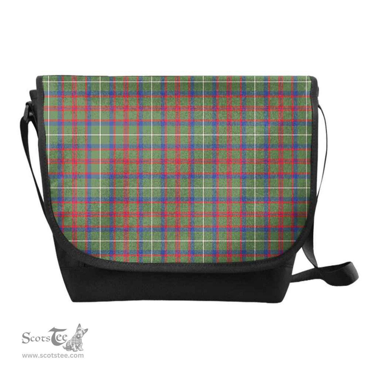 ScotsTee Shop Scottish Shaw Green Modern Clan Tartan Messenger Bag Plaid Shoulder Bag