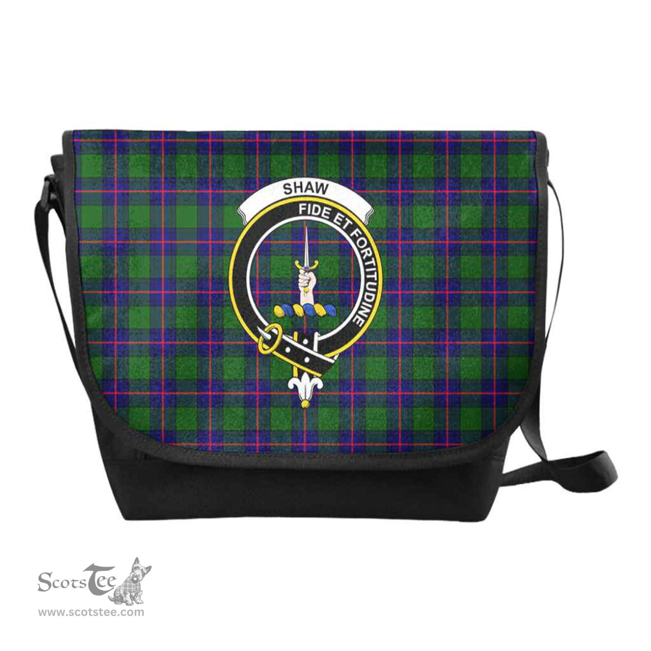 ScotsTee Shop Scottish Shaw (of Tordarroch) Clan Crest Tartan Messenger Bag Plaid Shoulder Bag