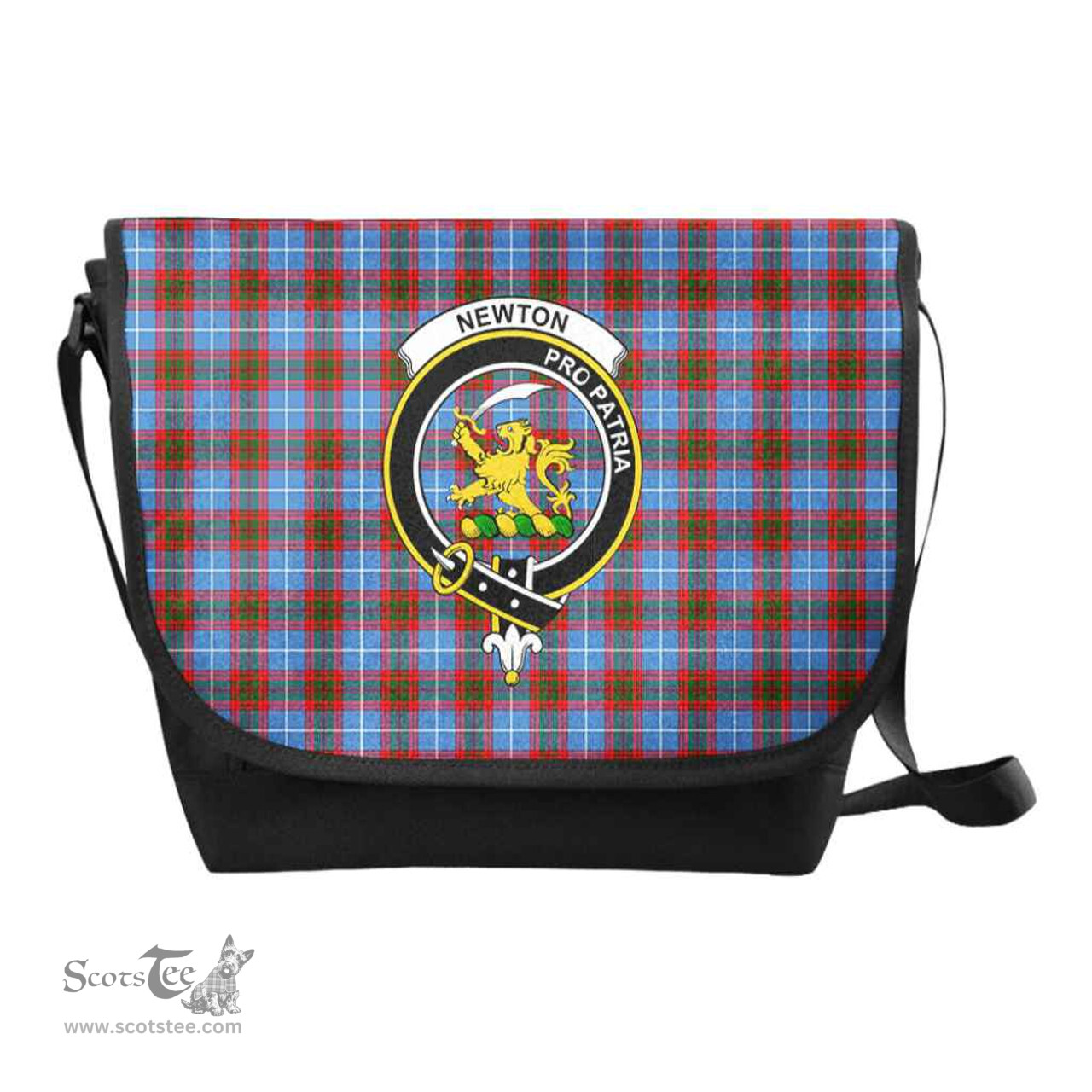 ScotsTee Shop Scottish Newton Clan Crest Tartan Messenger Bag Plaid Shoulder Bag