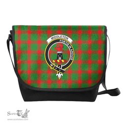 ScotsTee Shop Scottish Middleton Clan Crest Tartan Messenger Bag Plaid Shoulder Bag